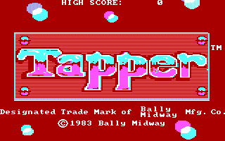Tapper (PC Booter) screenshot: Title screen (CGA with RGB monitor)