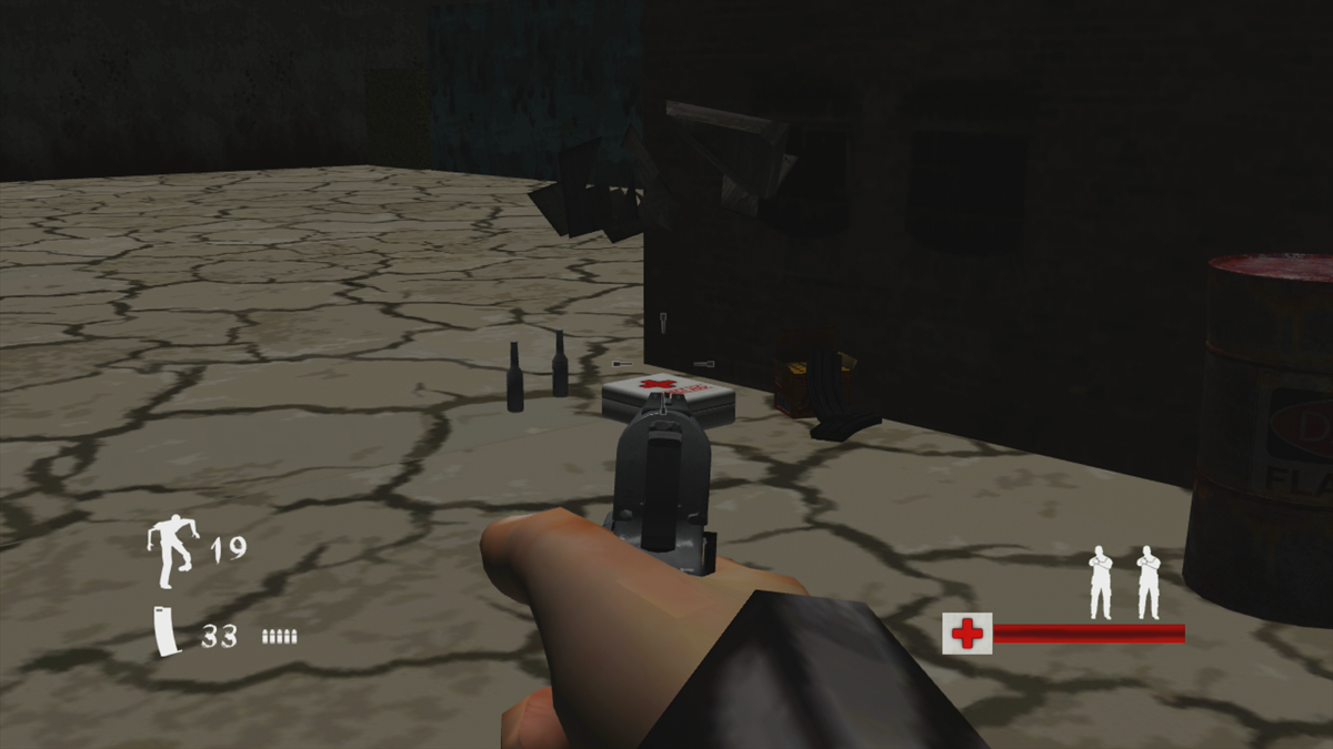 The Co-Op Zombie Game 2 (Xbox 360) screenshot: We found a health kit in a crate (Trial version)