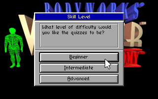 Bodyworks Voyager: Missions in Anatomy (DOS) screenshot: Skill level