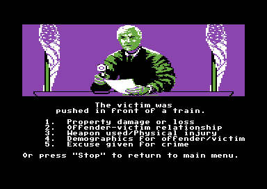 Crime and Punishment (Commodore 64) screenshot: Yuk!