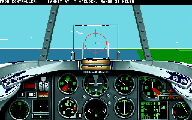 Reach for the Skies (DOS) screenshot: Spitfire patrolling the Channel.