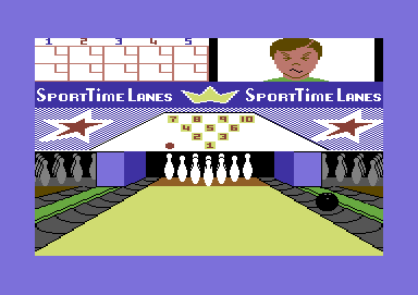 Superstar Indoor Sports (Commodore 64) screenshot: Gutter ball