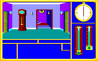 Invitation (Amstrad CPC) screenshot: Entering the Manor...