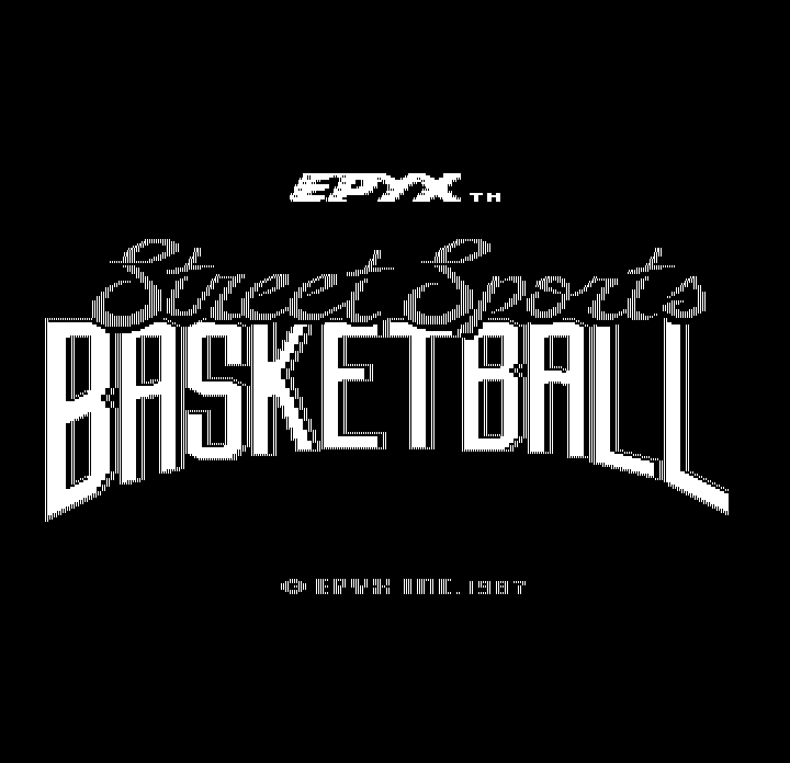 Street Sports Basketball (DOS) screenshot: Title screen (Hercules Monochrome)