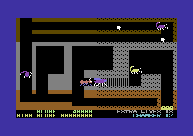 Fire Ant (Commodore 64) screenshot: The fly is helping you clear the room
