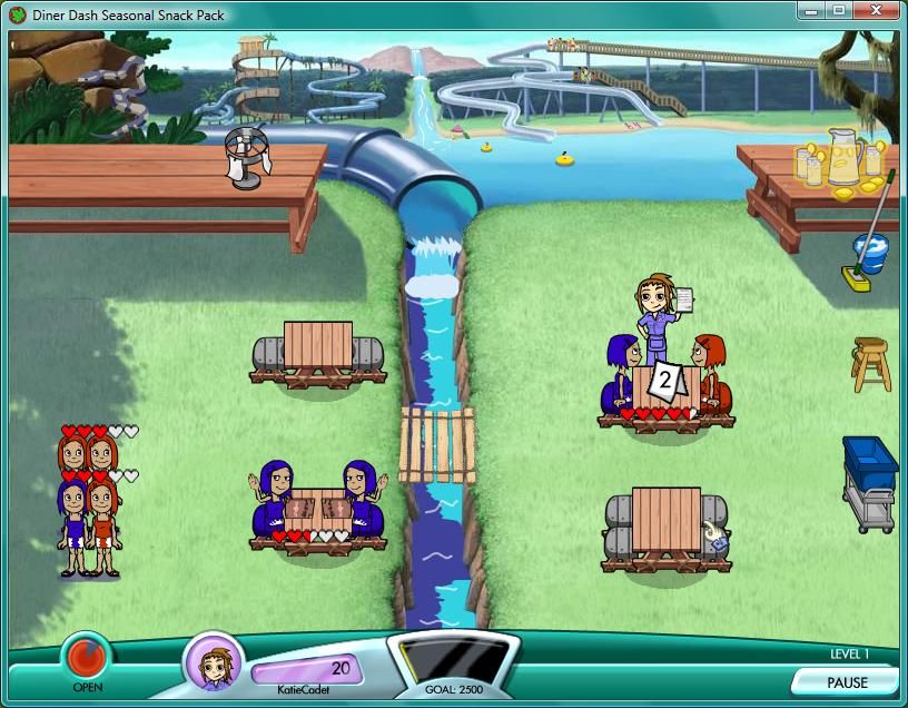Diner Dash: Seasonal Snack Pack (Windows) screenshot: Looks like it's going to get a little busy!