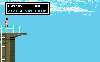 Summer Challenge (Amiga) screenshot: Get ready for dive 1