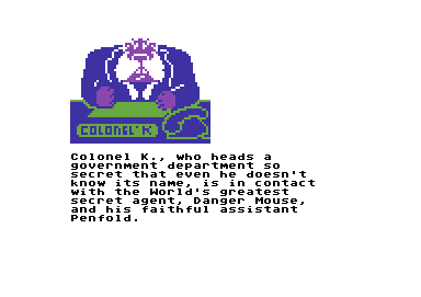 Danger Mouse in the Black Forest Chateau (Commodore 64) screenshot: Story for part one