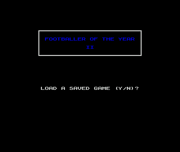 Footballer of the Year 2 (ZX Spectrum) screenshot: Starting screen