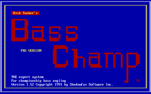 Rich Tauber's Bass Champ (DOS) screenshot: Title screen