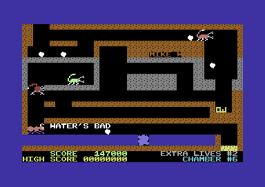 Fire Ant (Commodore 64) screenshot: Yeah, ants cannot swim through water...