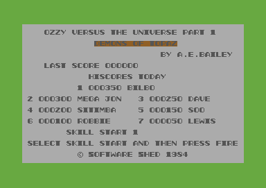 Demons of Topaz (Commodore 64) screenshot: High Scores