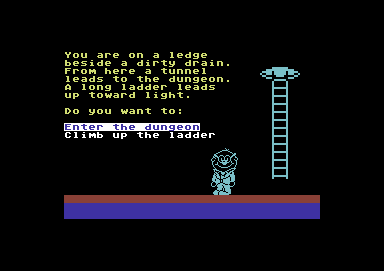Danger Mouse in the Black Forest Chateau (Commodore 64) screenshot: In a dirty drain