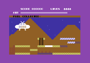 Demons of Topaz (Commodore 64) screenshot: Ozzy is arriving on the planet in his spaceship