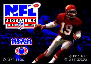 Screenshot of NFL Football '94 starring Joe Montana (Genesis, 1993