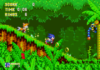 Sonic the Hedgehog 3 (Genesis) screenshot: Speeding up in the jungle
