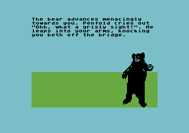 Danger Mouse in the Black Forest Chateau (Commodore 64) screenshot: Came across a grizzley bear