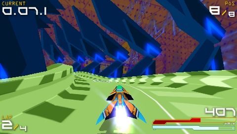 WipEout Pure (PSP) screenshot: A race in progress
