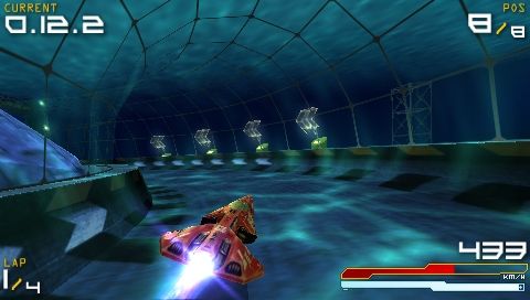 WipEout Pure (PSP) screenshot: An underwater tunnel