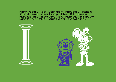 Danger Mouse in the Black Forest Chateau (Commodore 64) screenshot: Story for part two