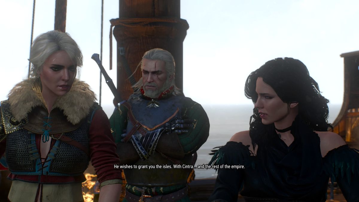 The Witcher 3: Wild Hunt - Alternative Look for Yennefer (PlayStation 4) screenshot: Yen discussing emperor's wishes with Ciri