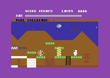 Demons of Topaz (Commodore 64) screenshot: Killed an alien with the boomerang