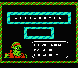 Toxic Crusaders (NES) screenshot: Yes, I do know the password!