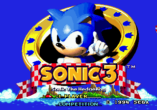 Sonic the Hedgehog 3 (Genesis) screenshot: Title Screen