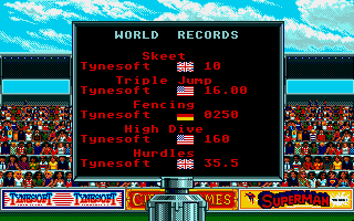 Summer Challenge (Amiga) screenshot: World records