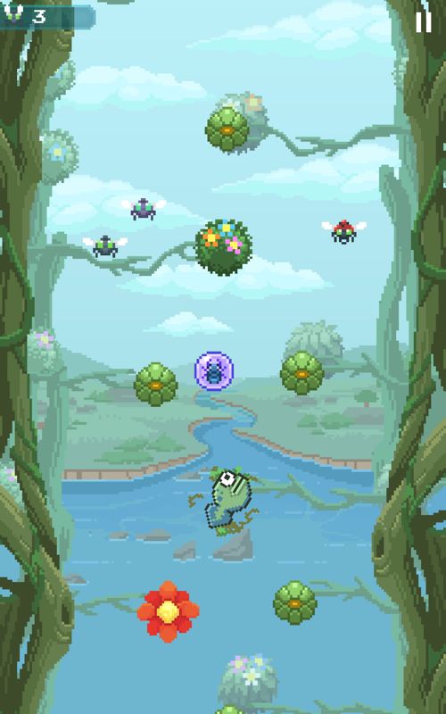 Tadpole Tap (Android) screenshot: Lots of flies and beetles to catch.