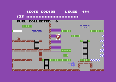 Demons of Topaz (Commodore 64) screenshot: Up the escalator