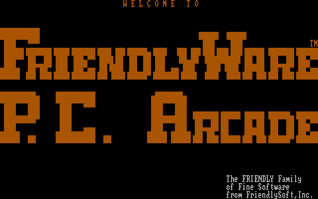 FriendlyWare P.C. Arcade (PC Booter) screenshot: Title screen