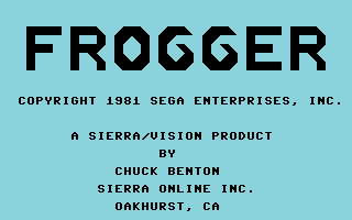 Frogger (Commodore 64) screenshot: Title screen (Sierra version)