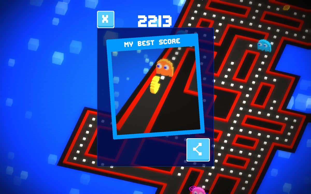 Pac-Man 256 (Android) screenshot: A snapshop of the best score so far
