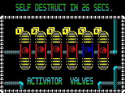 Deviants (ZX Spectrum) screenshot: puzzle screen - activator valves