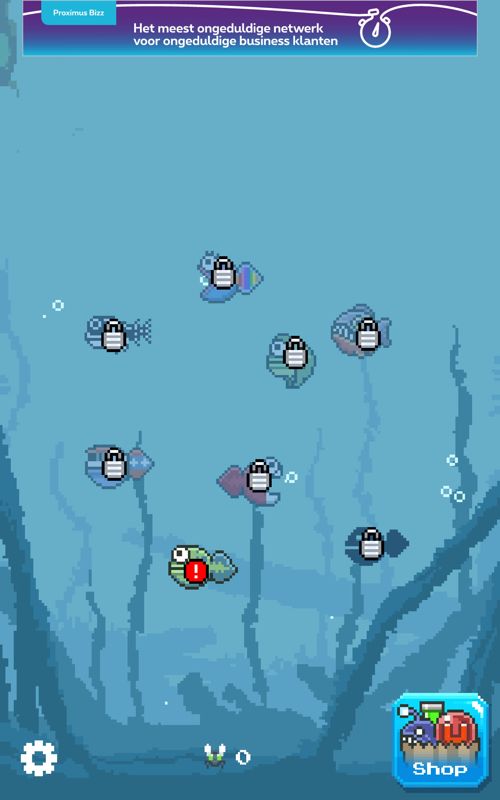 Tadpole Tap (Android) screenshot: Only one of the creatures unlocked so far.