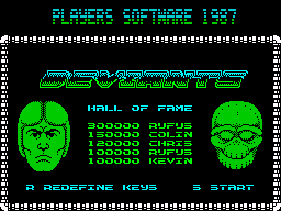 Deviants (ZX Spectrum) screenshot: Hall of fame / start image (after loading)