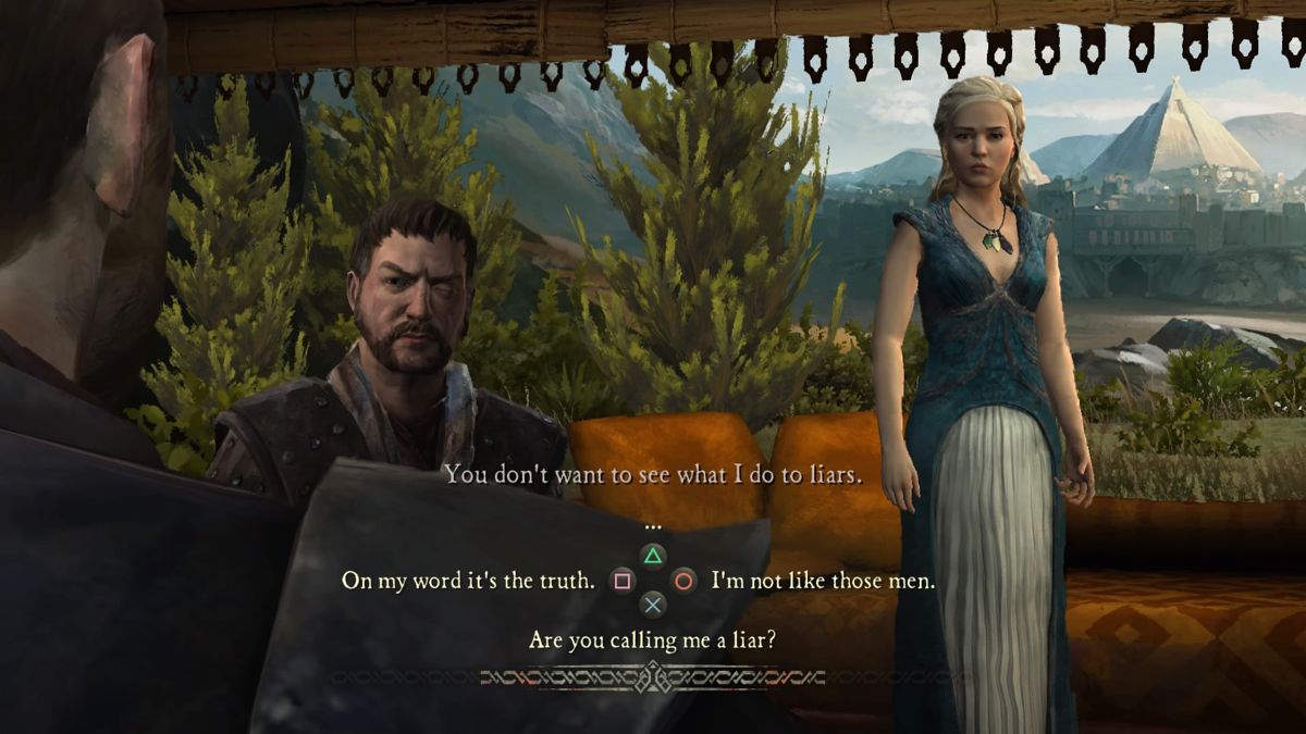 Game of Thrones: Episode Four of Six - Sons of Winter (PlayStation 4) screenshot: The queen of dragons doesn't believe you've seen one of her dragons