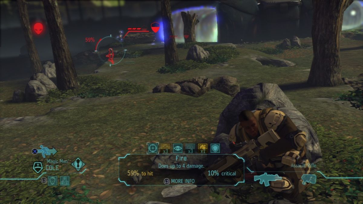 XCOM: Enemy Unknown (PlayStation 3) screenshot: A rather low chance of hitting the target
