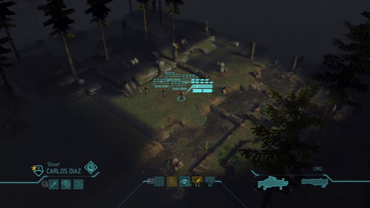 XCOM: Enemy Unknown (PlayStation 3) screenshot: Advancing through the forest