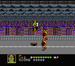 Toxic Crusaders (NES) screenshot: Skating on a highway