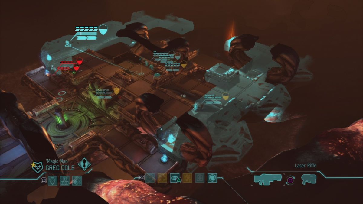 XCOM: Enemy Unknown (PlayStation 3) screenshot: Alien base has lots of places to use for cover