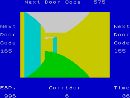 Corridors of Genon (ZX Spectrum) screenshot: Doors are being shut everywhere by the horned little fella.