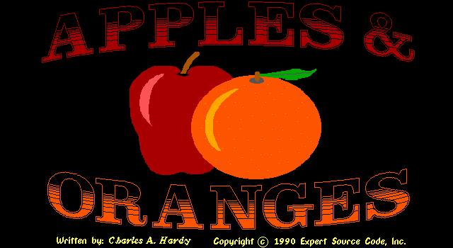 Apples & Oranges (DOS) screenshot: Title screen