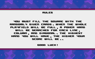Poker Square (Atari ST) screenshot: Rules