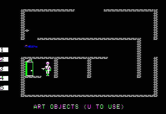 Beyond Castle Wolfenstein (Apple II) screenshot: Closets sometimes contain some useless art.