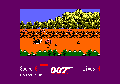 James Bond 007 in The Living Daylights: The Computer Game (Amstrad CPC) screenshot: You're an easy target when you fall