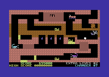 Fire Ant (Commodore 64) screenshot: Placing some explosives inside a brick wall