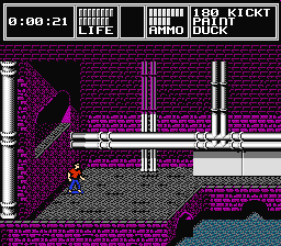 Skate or Die 2: The Search for Double Trouble (NES) screenshot: Entering the purple sewers.