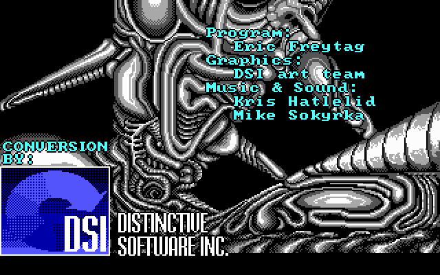 Super Contra (DOS) screenshot: Credits (EGA)